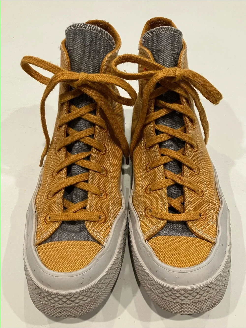 Unisex High-Top Canvas Sneakers in Mustard Yellow